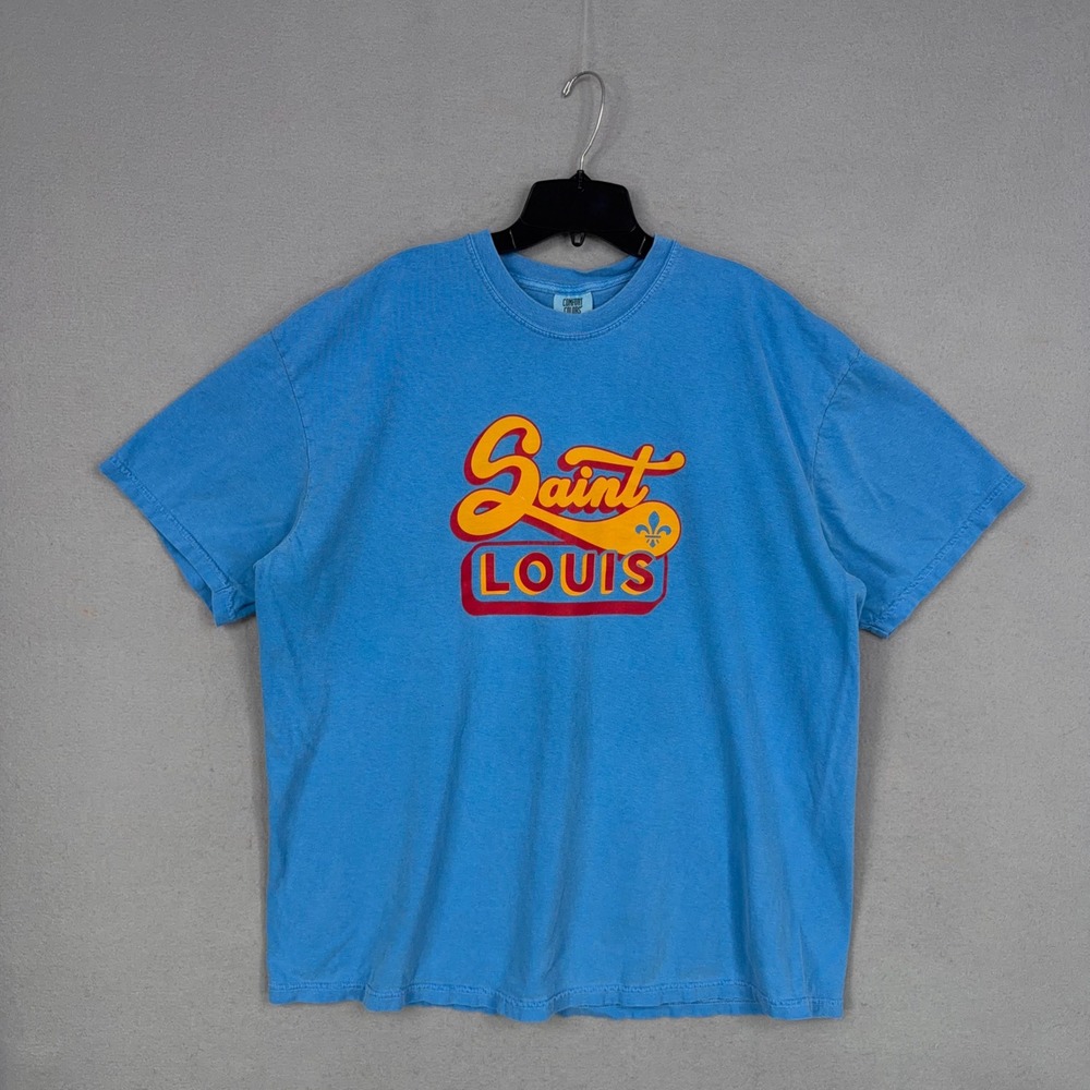 Saint Louis Shirt Men 2XL Blue Graphic Retro Souvenir Tee Comfort Colors.